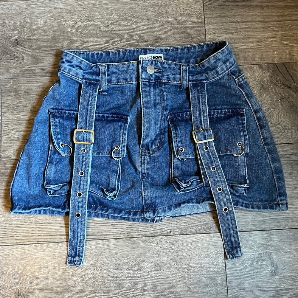 Fashion Nova Blue Denim Skirt